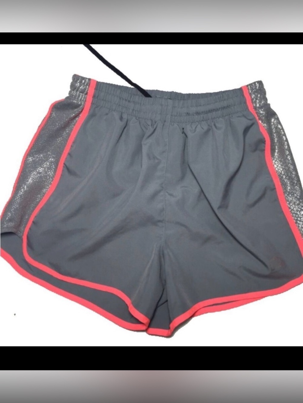 PINK Victoria Secret PINK Jogger shorts Gray wPink & emblem EUC SZ M Shimmer